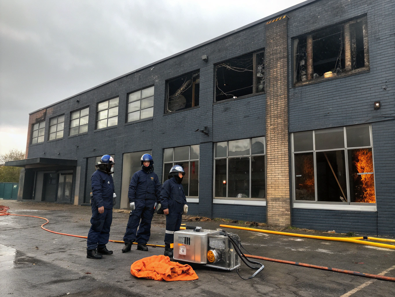 Technician inspecting smoke containment barriers