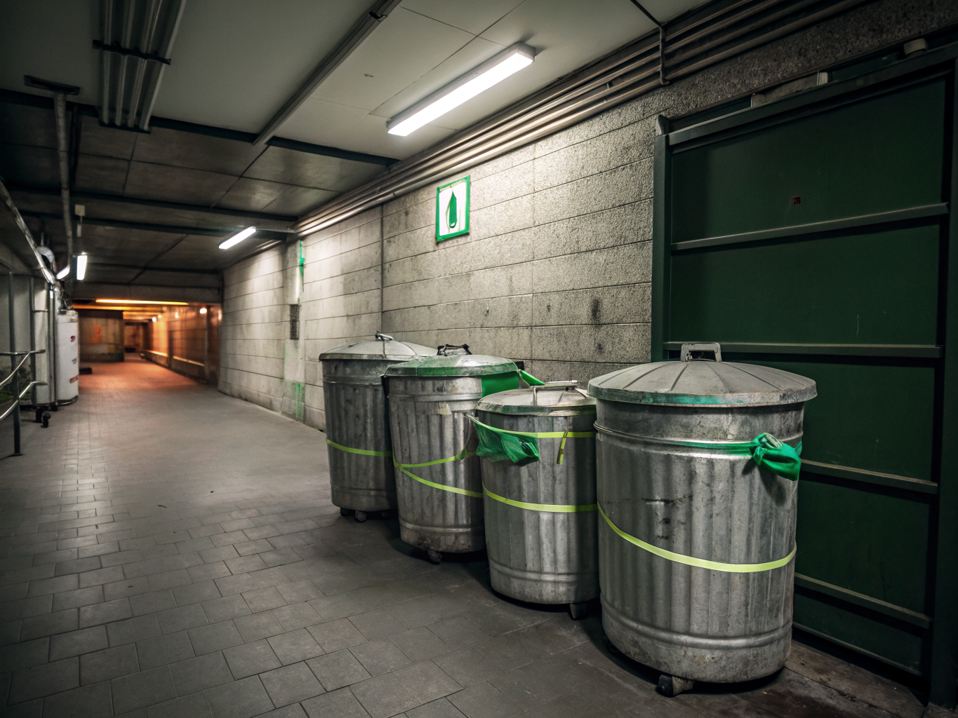 Sealed biological and medical waste containers staged with hazardous material transport manifests